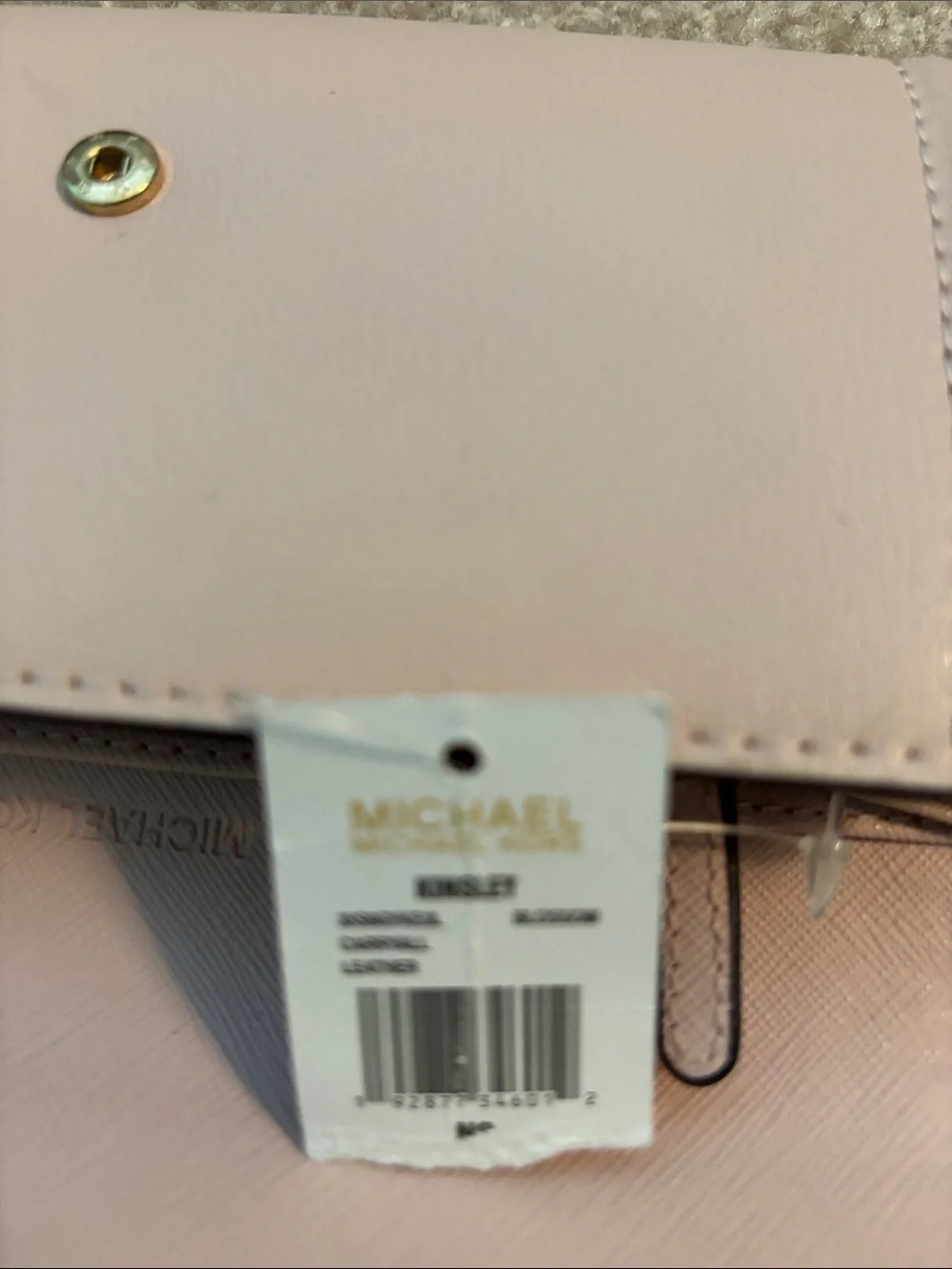 Michael Kors Pale Pink Leather Envelope Wallet with Gold Lock